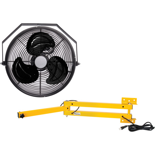 Trousse de ventilateur pour poste de travail industriel avec bras double verrouillable, Industriel, 3 vitesses, Diam&egrave;tre de 12" Equipex