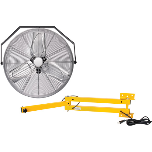 Industrial Workstation Fan Kit with Double Locking Arm, Industrial, 3 Speed, 24" Diameter Equipex