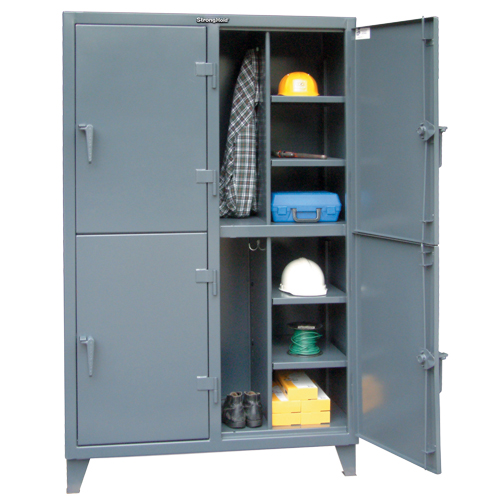 Heavy-Duty Locker, Steel, 8 Shelves, 72" H x 50" W x 24" D, Grey Equipex