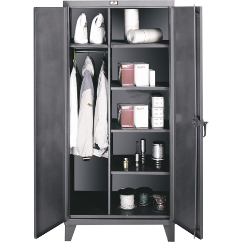 Wardrobe/Storage Cabinets, Steel, 36" W x 24" D x 72" H, Grey Equipex