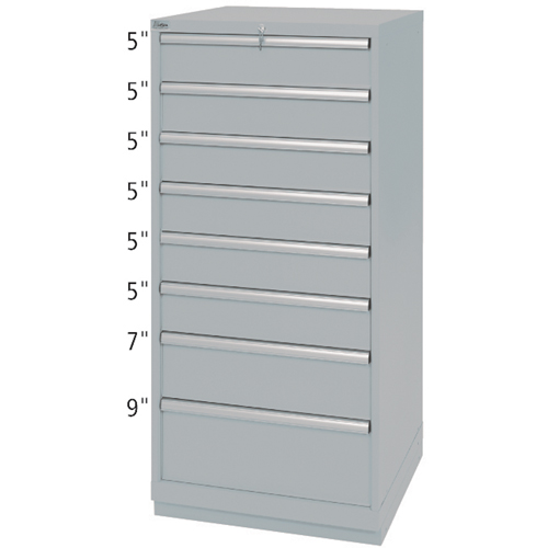 Drawer Cabinets, 8 Drawers, 28-1/4" W x 28-1/2" D x 59-1/2" H, Grey Equipex