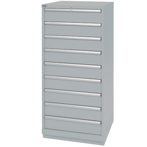 Drawer Cabinets, 9 Drawers, 28-1/4" W x 28-1/2" D x 59-1/2" H, Grey Equipex