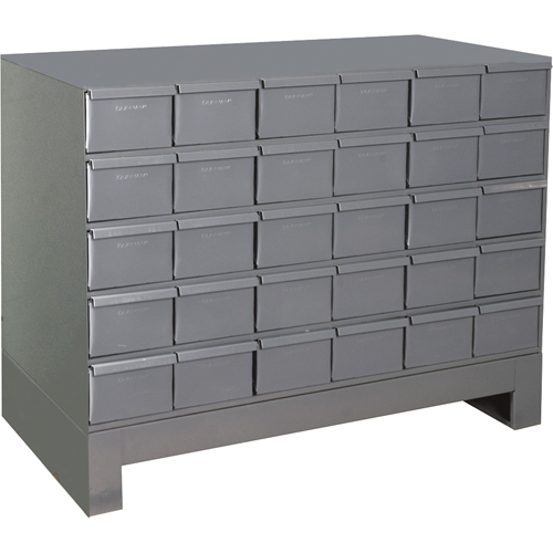 Industrial Drawer Cabinets With Base, 30 Drawers, 34-1/8" W x 12-1/4" D x 26-7/8" H, Grey Equipex