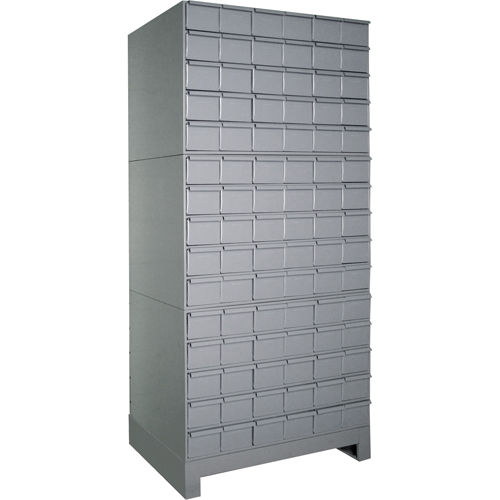 Industrial Drawer Cabinets With Base, 90 Drawers, 34-1/8" W x 12-1/4" D x 69-1/8" H, Grey Equipex