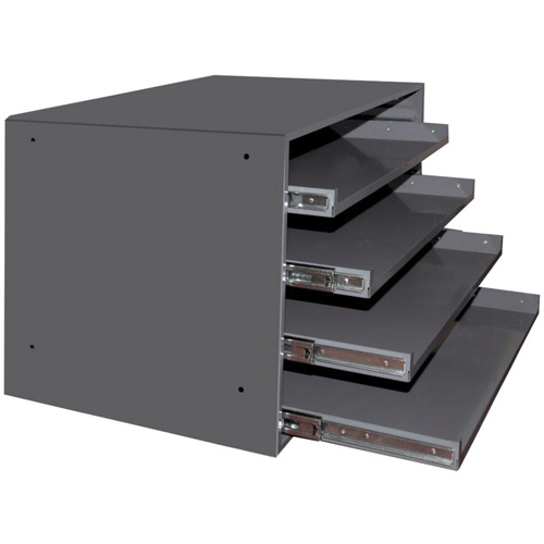 Casiers pour boîtes &agrave; compartiments, Acier, 4 compartiments, 20" la x 15-3/4" p, 15" h, Gris Equipex