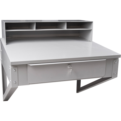 Wall-Mounted Shop Desk, 34-1/2" W x 28" D x 31" H, Grey Equipex