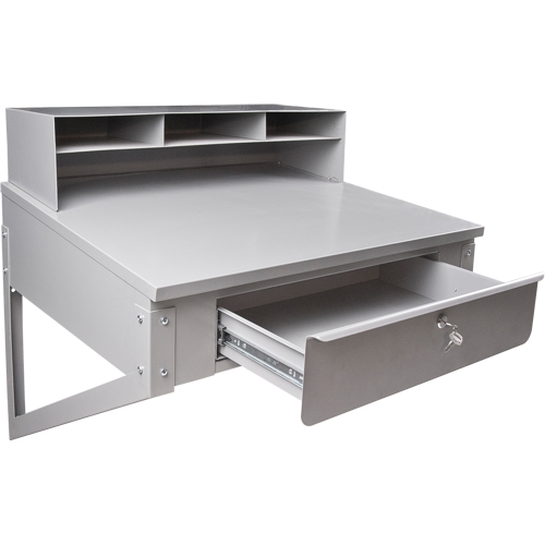 Wall-Mounted Shop Desk, 34-1/2" W x 28" D x 31" H, Grey Equipex