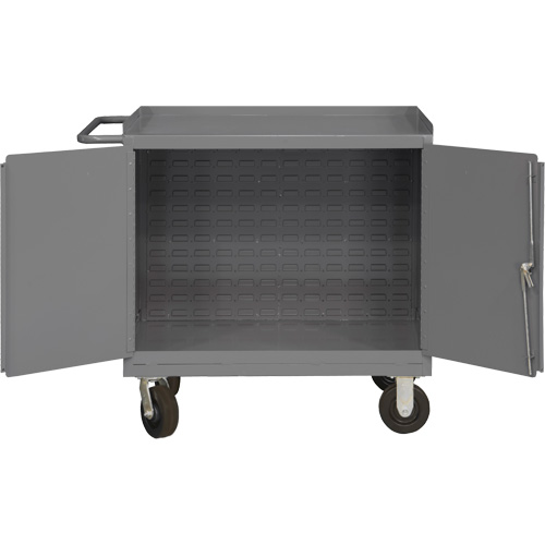 Mobile Workbench Cabinet with Louvered Panel Back, Steel Surface Equipex