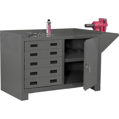 Stationary Workstation, Steel Surface, 60-1/8" W x 24-1/4" D x 36-1/4" H Equipex