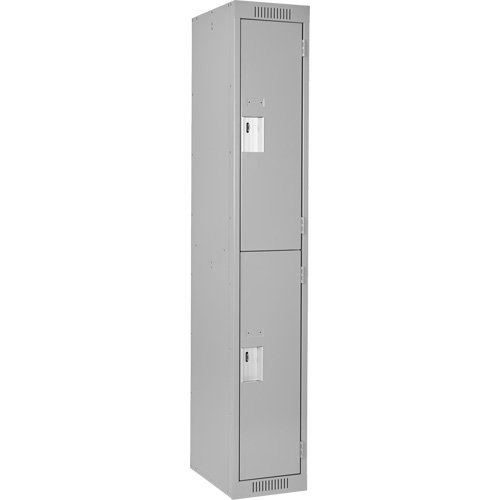 Clean Line Lockers, 2 -tier, 12" x 18" x 72", Steel, Grey, Rivet (Assembled) Equipex
