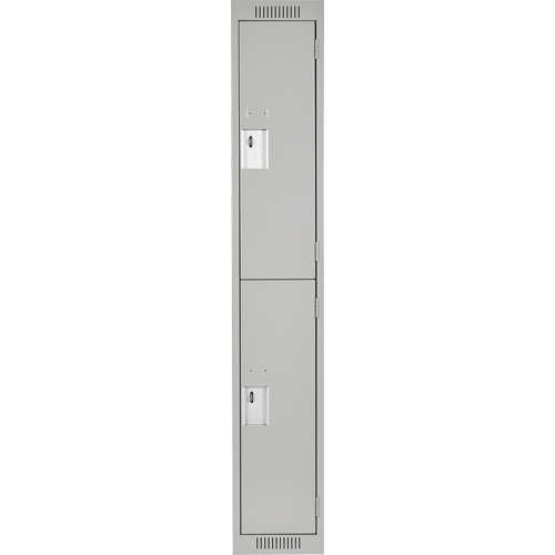 Clean Line Lockers, 2 -tier, 12" x 18" x 72", Steel, Grey, Rivet (Assembled) Equipex