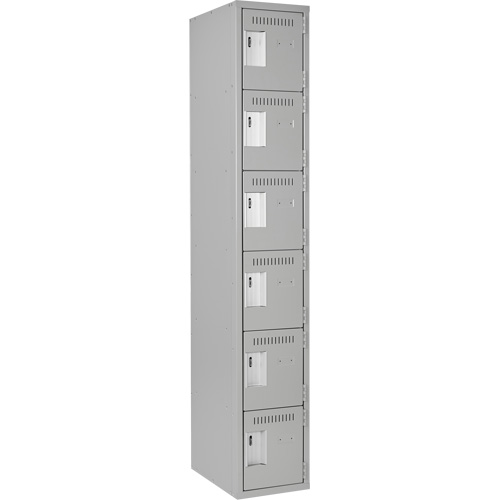 Petits casiers Clean Line, 6 niveaux, 12" x 18" x 72", Acier, Gris, Rivet (assembl&eacute;) Equipex