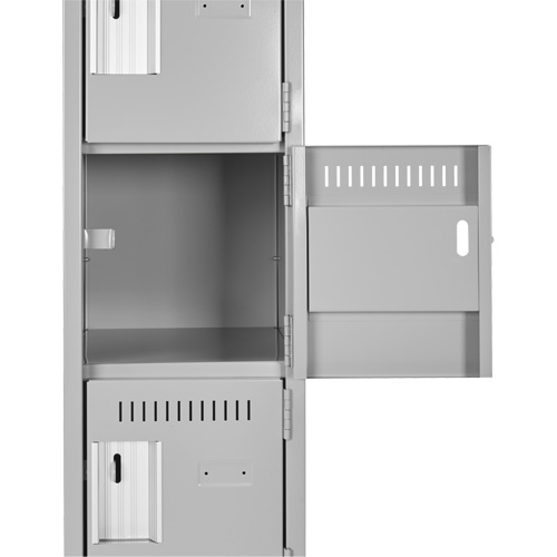 Clean Line Lockerette, 6 -tier, Bank of 3, 36" x 18" x 76", Steel, Beige, Rivet (Assembled) Equipex