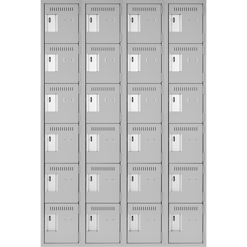 Clean Line Lockerettes, 6 -tier, Bank of 4, 48" x 18" x 72", Steel, Grey, Rivet (Assembled) Equipex