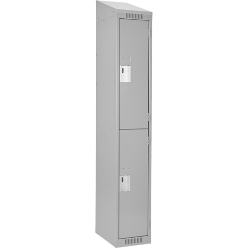 Clean Line Lockers, 2 -tier, 12" x 18" x 78", Steel, Grey, Rivet (Assembled) Equipex