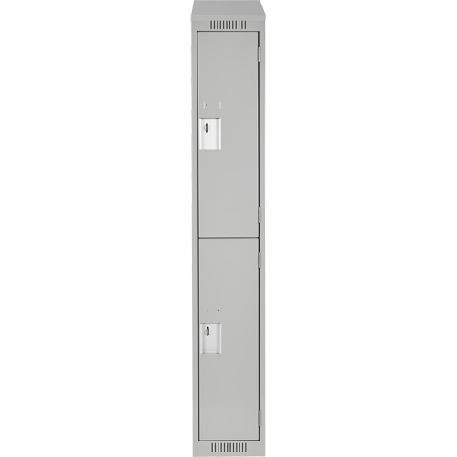 Clean Line Lockers, 2 -tier, 12" x 18" x 78", Steel, Grey, Rivet (Assembled) Equipex