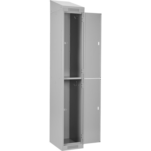 Clean Line Lockers, 2 -tier, Bank of 3, 36" x 18" x 78", Steel, Grey, Rivet (Assembled) Equipex