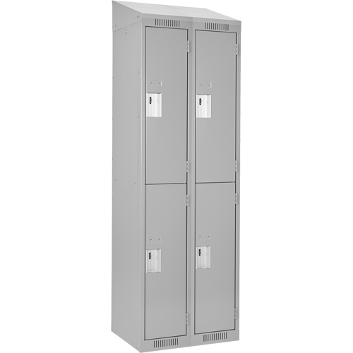 Clean Line Lockers, 2 -tier, Bank of 2, 24" x 18" x 78", Steel, Grey, Rivet (Assembled) Equipex