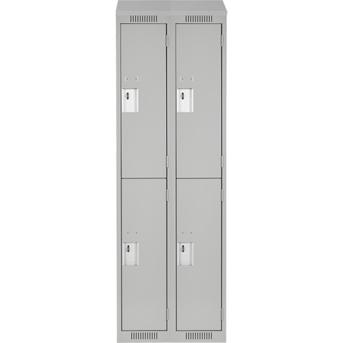 Clean Line Lockers, 2 -tier, Bank of 2, 24" x 18" x 78", Steel, Grey, Rivet (Assembled) Equipex