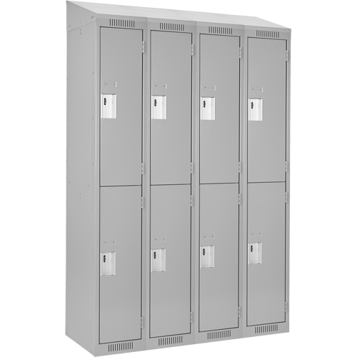 Clean Line Lockers, 2 -tier, Bank of 4, 48" x 18" x 78", Steel, Grey, Rivet (Assembled) Equipex