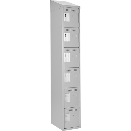 Petits casiers Clean Line, 6 niveaux, 12" x 18" x 78", Acier, Gris, Rivet (assembl&eacute;) Equipex
