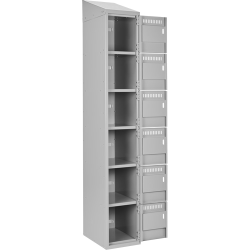 Clean Line Lockerette , 6 -tier, Bank of 4, 48" x 18" x 78", Steel, Grey, Rivet (Assembled) Equipex