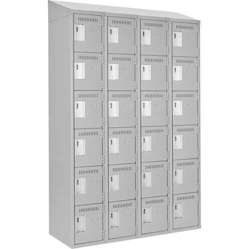 Clean Line Lockerette , 6 -tier, Bank of 4, 48" x 18" x 78", Steel, Grey, Rivet (Assembled) Equipex