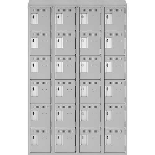 Clean Line Lockerette , 6 -tier, Bank of 4, 48" x 18" x 78", Steel, Grey, Rivet (Assembled) Equipex