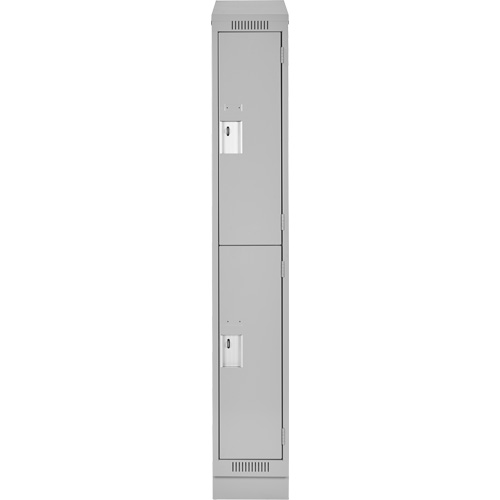 Clean Line Lockers, 2 -tier, 12" x 18" x 82", Steel, Grey, Rivet (Assembled) Equipex