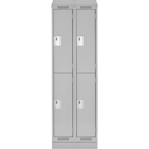 Clean Line Lockers, 2 -tier, Bank of 2, 24" x 18" x 82", Steel, Grey, Rivet (Assembled) Equipex