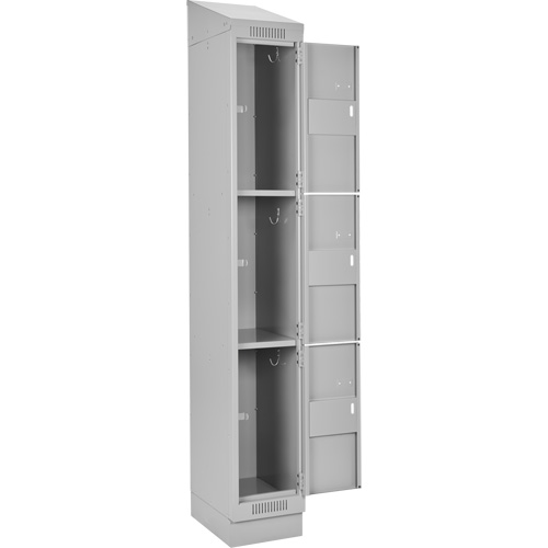 Clean Line Lockers, 3 -tier, Bank of 3, 36" x 18" x 82", Steel, Grey, Rivet (Assembled) Equipex