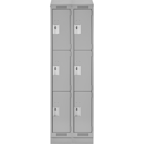 Clean Line Lockers, 3 -tier, Bank of 2, 24" x 18" x 82", Steel, Grey, Rivet (Assembled) Equipex