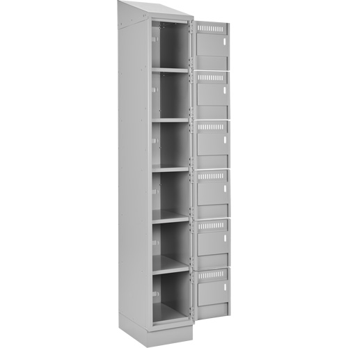 Clean Line Lockerette, 6 -tier, Bank of 3, 36" x 18" x 82", Steel, Grey, Rivet (Assembled) Equipex