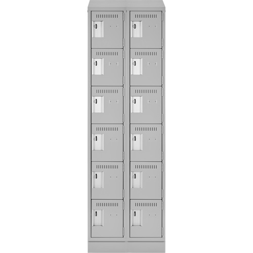 Clean Line Lockerette, 6 -tier, Bank of 2, 24" x 18" x 82", Steel, Grey, Rivet (Assembled) Equipex
