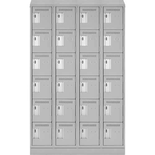 Clean Line Lockerette, 6 -tier, Bank of 4, 48" x 18" x 82", Steel, Grey, Rivet (Assembled) Equipex