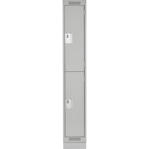 Clean Line Lockers, 2 -tier, 12" x 18" x 76", Steel, Grey, Rivet (Assembled) Equipex