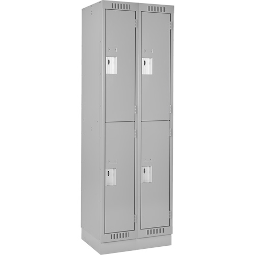Clean Line Lockers, 2 -tier, Bank of 2, 24" x 18" x 76", Steel, Grey, Rivet (Assembled) Equipex