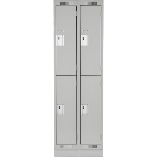 Clean Line Lockers, 2 -tier, Bank of 2, 24" x 18" x 76", Steel, Grey, Rivet (Assembled) Equipex