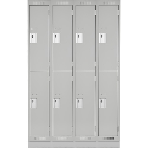Clean Line Lockers, 2 -tier, Bank of 4, 48" x 18" x 76", Steel, Grey, Rivet (Assembled) Equipex