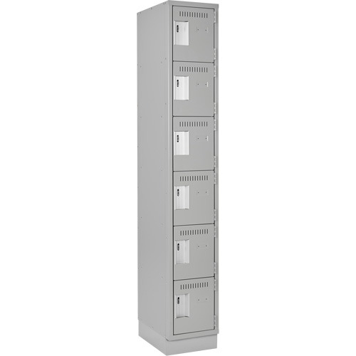 Clean Line Lockerette, 6 -tier, 12" x 18" x 76", Steel, Grey, Rivet (Assembled) Equipex