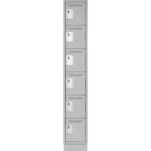 Clean Line Lockerette, 6 -tier, 12" x 18" x 76", Steel, Grey, Rivet (Assembled) Equipex