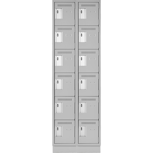 Clean Line Lockerette, 6 -tier, Bank of 2, 24" x 18" x 76", Steel, Grey, Rivet (Assembled) Equipex