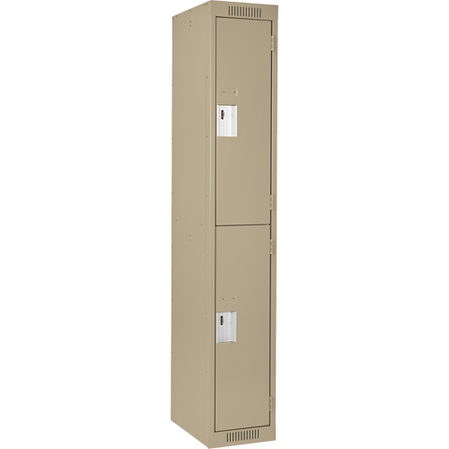 Clean Line Lockers, 2 -tier, 12" x 18" x 72", Steel, Beige, Rivet (Assembled) Equipex