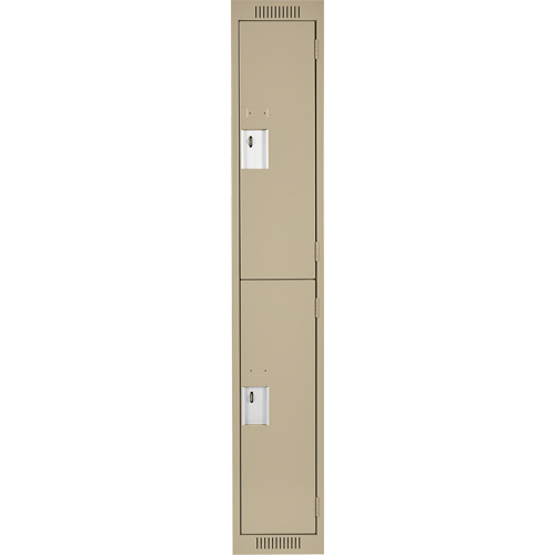 Clean Line Lockers, 2 -tier, 12" x 18" x 72", Steel, Beige, Rivet (Assembled) Equipex