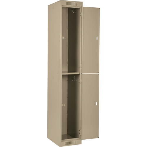 Clean Line Lockers, 2 -tier, Bank of 4, 48" x 18" x 72", Steel, Beige, Rivet (Assembled) Equipex