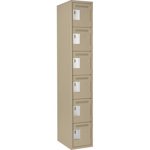 Petits casiers Clean Line, 6 niveaux, 12" x 18" x 72", Acier, Beige, Rivet (assembl&eacute;) Equipex
