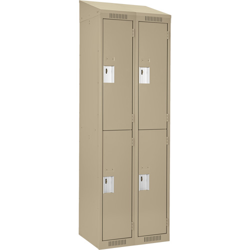 Clean Line Lockers, 2 -tier, Bank of 2, 24" x 18" x 78", Steel, Beige, Rivet (Assembled) Equipex