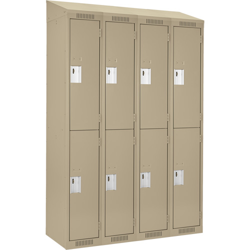 Clean Line Lockers, 2 -tier, Bank of 4, 48" x 18" x 78", Steel, Beige, Rivet (Assembled) Equipex