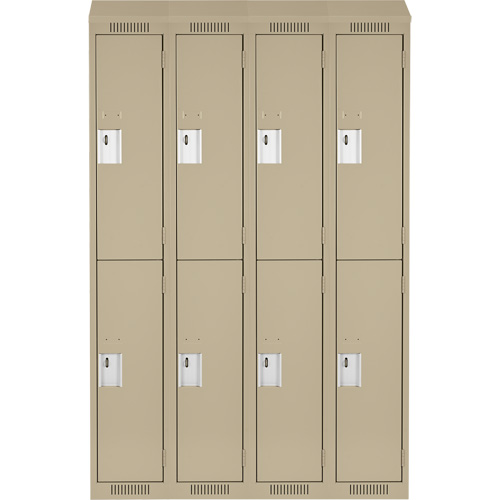 Clean Line Lockers, 2 -tier, Bank of 4, 48" x 18" x 78", Steel, Beige, Rivet (Assembled) Equipex