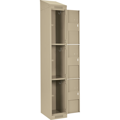 Clean Line Lockers, 3 -tier, Bank of 4, 48" x 18" x 78", Steel, Beige, Rivet (Assembled) Equipex